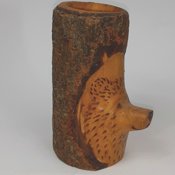 Handcarved bear face